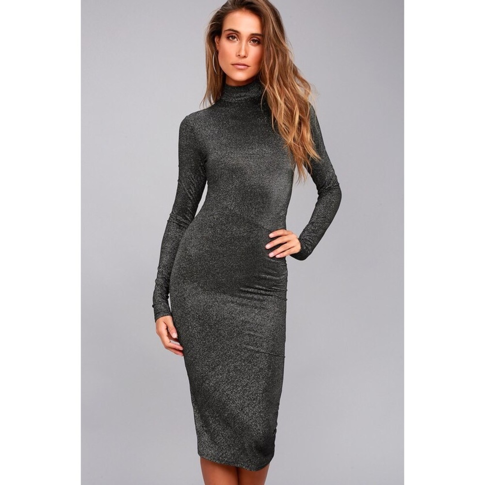 Cheap Monday Glint Black Long Sleeve Midi Dress